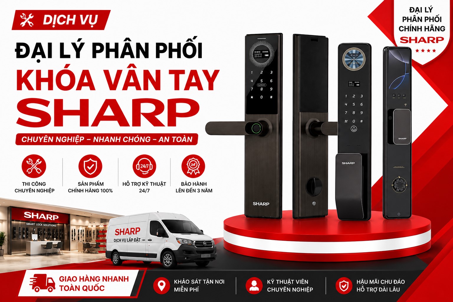 Đại lý phân phối khóa vân tay Sharp chính hãng tại Việt Nam