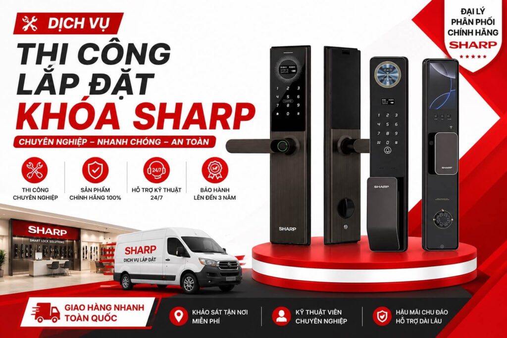 Dịch vụ thi công lắp đặt khóa Sharp tận nhà, có mặt sau 30 phút