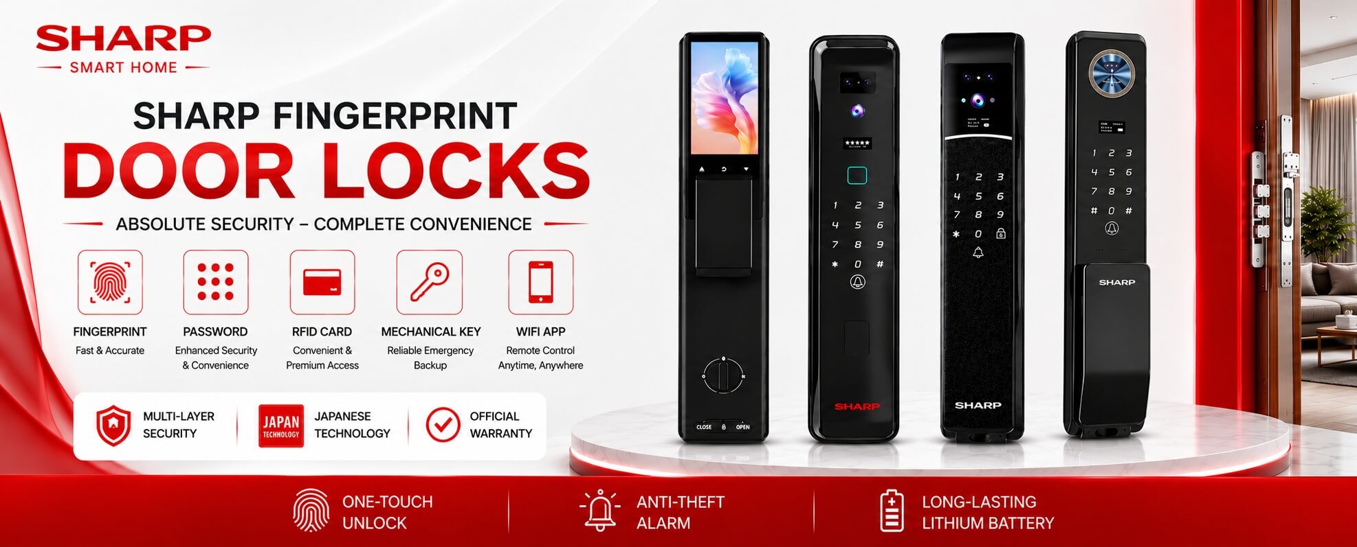 Sharp fingerprint door lock banner