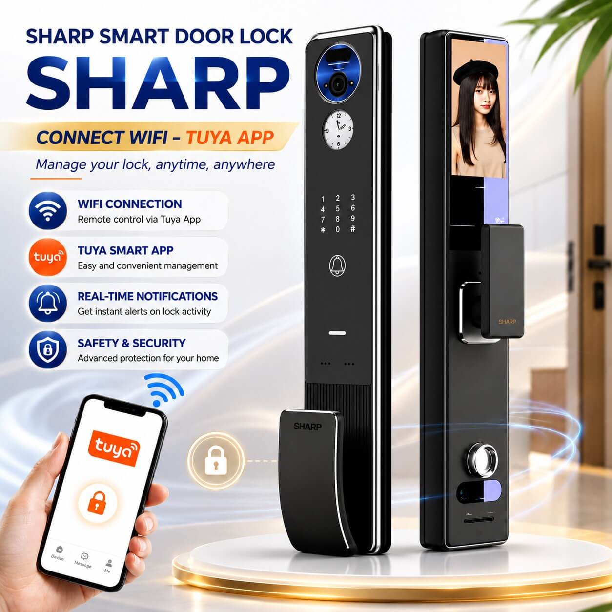 Sharp smart lock unlocking with Tuya app