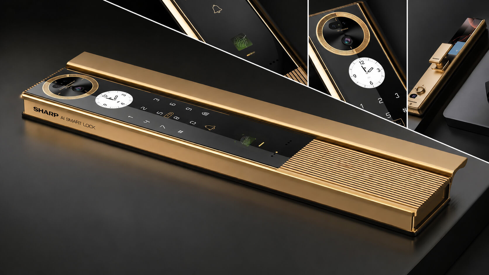 Khoá cửa Face ID SHARP H5FV CNC (Màu Gold)