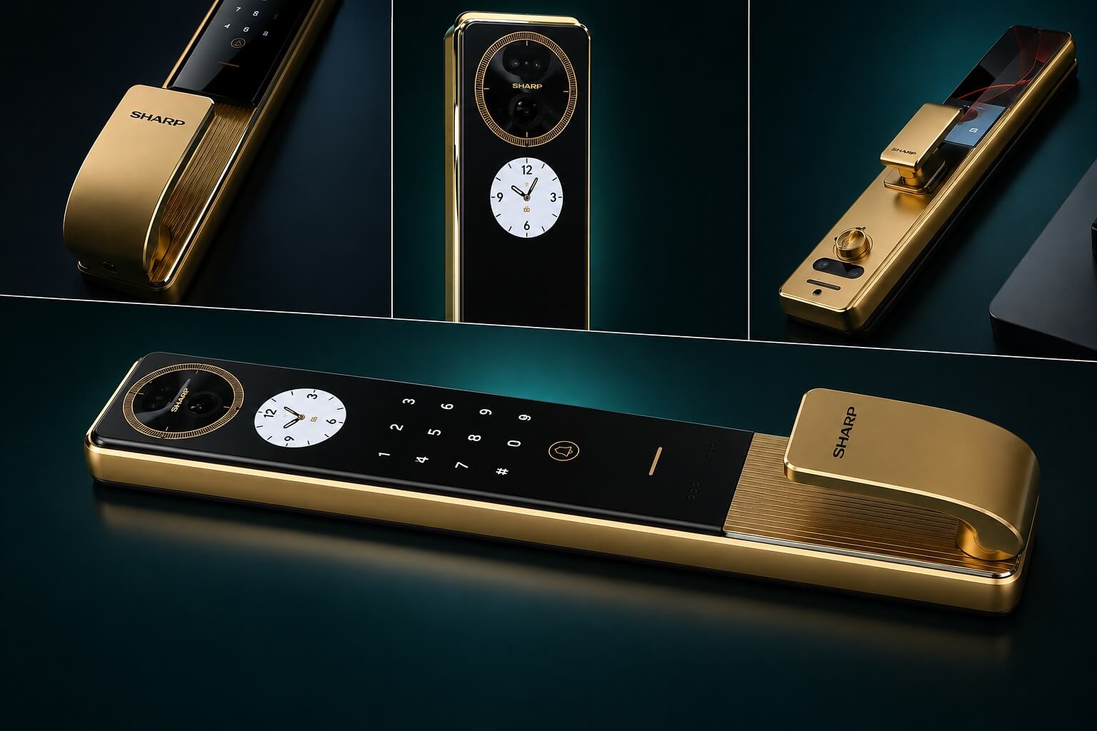 Khoá cửa vân tay Face ID SHARP H4FV (Màu Gold)