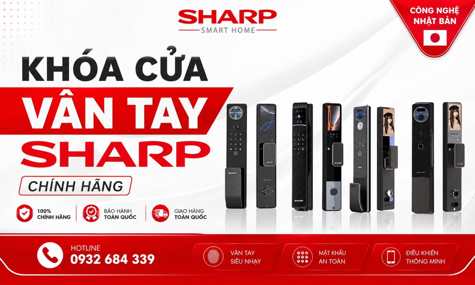 Top khoá cửa vân tay Sharp chính hãng thương hiệu Nhật Bản