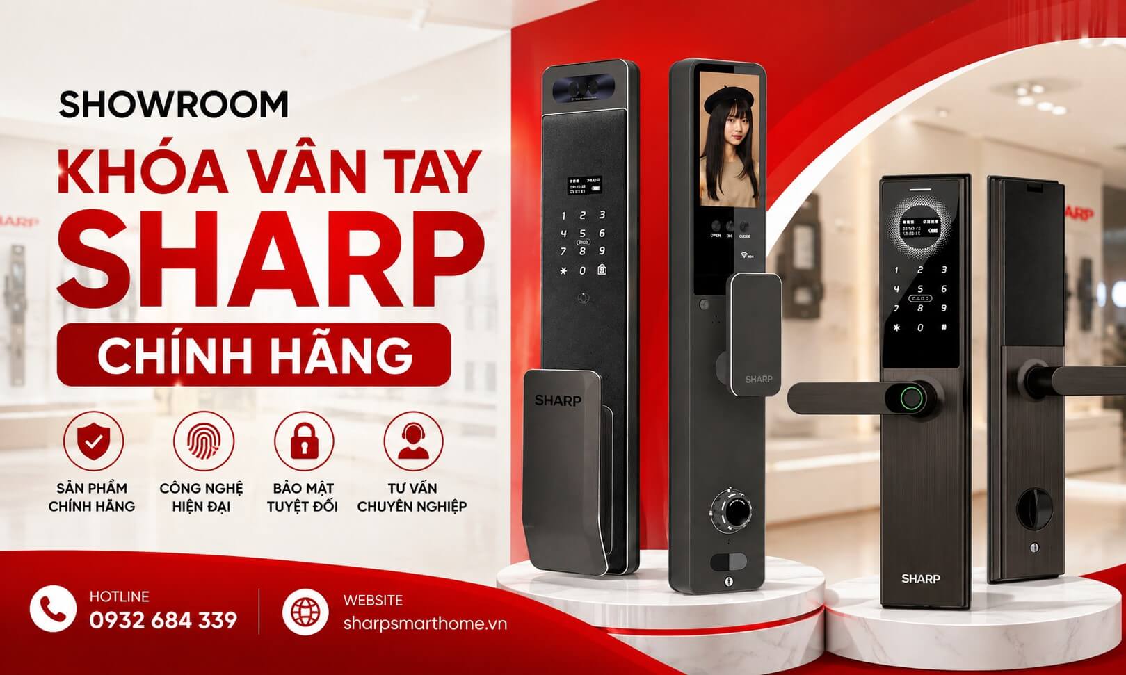 Thông tin showroom khóa vân tay Sharp chính hãng tại Việt Nam